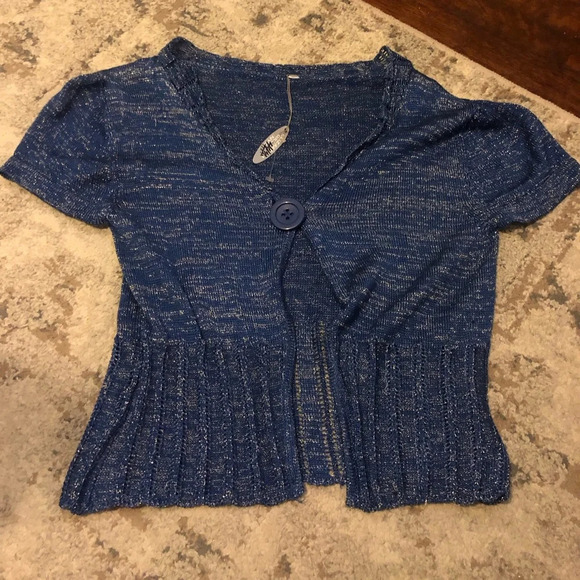 Anthropologie Sweaters - Y2K Elizabeth Gillett by Anthropologie Blue Knit Button Cardigan NWT